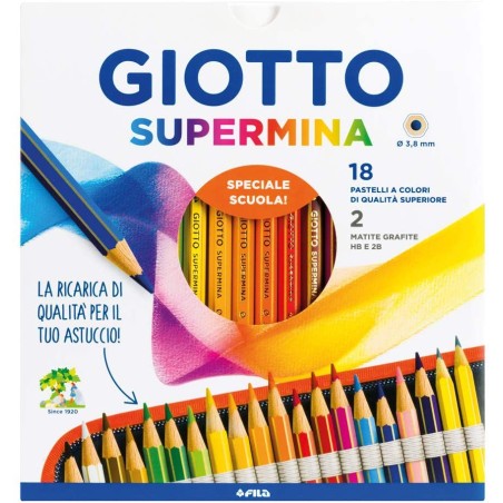 Pastelli Giotto Supermina scatola 18 colori + 2 matite